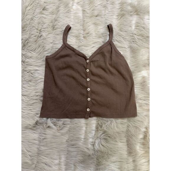John Galt Cropped Tank Brown - Picture 1 of 5